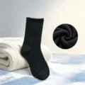 Men's thickened warm winter sports ski socks long black loop cushion tube thermal crew socks - One Size / Black