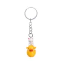 Simpatico gatto bianco su anatra gialla portachiavi cartone animato anello metallo borsa - Anatra Gialla + Gatto Bianco Portachiavi