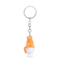 Kreativer süßer orangener Katze Toilette Schlüsselanhänger Neuheit Tasche Auto Anhänger - Gelbe Bauchhaltende Katze Auf Toilette