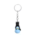 Portachiavi gatto nero su anatra blu, simpatico accessorio per borsa e chiavi auto divertente. - Anatra Blu + Gatto Nero Portachiavi
