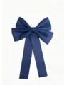 Accessoire nœud papillon en tissu bleu foncé pour chemises de femmes, style collégien élégant. - Nœud papillon bleu mat 043 avec épingle