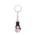Simpatico gatto nero su anatra rosa portachiavi, accessorio creativo per borsa e auto. - Anatra Rosa + Gatto Nero Portachiavi