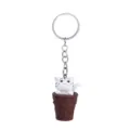 Cute cartoon cat ice cream cone keychain, creative resin bag pendant and car keyring accessory. - White Cat + Brown Bucket Keychain