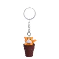 Cute orange cat ice cream cone keychain, creative resin bag pendant and car charm accessory. - Yellow Cat + Brown Bucket Keychain
