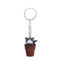 Cute grey cat ice cream cone keychain, creative cartoon bag and car key charm pendant. - Gray Cat + Brown Bucket Keychain