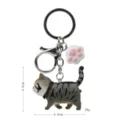 Simpatico portachiavi gatto grigio striato con ciondolo zampa e moschettone 4.6cm - 2ª Gen Gatto Rigato Grigio / Zampa di Gatto Bianco