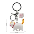 Portachiavi gatto paffuto carino con ciondolo zampa e moschettino per borsa e chiavi. - 2ª Gen Gatto a 3 Colori Giallo Bianco Rosa Coda Gialla / Zampa di Gatto Bianco