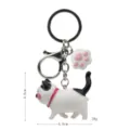 Simpatico portachiavi gatto cicciottello con ciondolo zampa rosa, anello in metallo. - 2ª Gen Coda Nera Rosa Bianco Gatto a 3 Colori / Zampa di Gatto Bianco