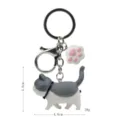 Simpatico portachiavi gatto cicciottello grigio con ciondolo zampa e anello in metallo - 2ª Gen Gatto Grigio Bianco / Zampa di Gatto Bianco