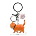Portachiavi gatto arancione carino con ciondolo zampa e anello in metallo accessorio - 2ª Gen Gatto Leopardo Giallo / Zampa di Gatto Bianco