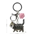 Portachiavi gatto tigrato carino con ciondolo zampa rosa anello metallico borsa - 2ª Gen Gatto Rigato Grigio / Zampa di gatto rosa