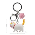 Portachiavi gatto paffutello carino con ciondolo zampa rosa moschettone metallo variante - 2ª Gen Gatto a 3 Colori Giallo Bianco Rosa Coda Gialla / Zampa di gatto rosa