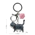Süßer grauer Tigerkätzchen Schlüsselanhänger mit rosa Pfote Metall Karabiner Tasche Charm - Karabiner-Stil / Grau-Weiße Getigerte Katze (Rosa Kralle)