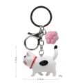 Portachiavi gatto grasso carino con ciondolo zampa rosa moschettone metallo per borsa - 2ª Gen Modello B Nero Rosa Bianco Coda Gatto a 3 Colori / Zampa di gatto rosa