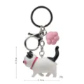 Adorabile portachiavi gatto grasso con ciondolo zampa rosa e moschettone in metallo. - 2ª Gen Coda Nera Rosa Bianco Gatto a 3 Colori / Zampa di gatto rosa