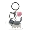 Portachiavi gatto grigio carino con ciondolo zampa rosa e moschettone, dimensione compatta. - 2ª Gen Gatto Grigio Bianco / Zampa di gatto rosa