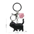 Schwarzer Katzen Schlüsselanhänger mit rosa Pfote Metall Taschenanhänger Geschenk - Karabiner-Stil / Schwarze Katze (Rosa Kralle)