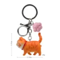 Simpatico portachiavi gatto arancione con ciondolo zampa rosa e anello metallico per la borsa. - 2ª Gen Gatto Tigrato Giallo / Zampa di gatto rosa