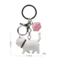 Süßer weißer Katzen Schlüsselanhänger mit rosa Pfoten Anhänger und Karabiner für Taschen. - Karabiner-Stil / Weiße Katze (Rosa Kralle)