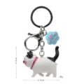 Portachiavi gatto paffuto carino e ciondolo zampa blu per borsa con moschettone. - 2ª Gen Coda Nera Rosa Bianco Gatto a 3 Colori / Zampa Blu