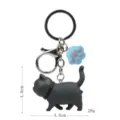 Grauer dicker Katzen Schlüsselanhänger mit süßer blauer Katzenpfote Metallring Taschenanhänger - Karabiner-Stil / Graue Katze (Blaue Kralle)