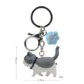 Portachiavi con gatto grigio e ciondolo zampa blu, anello in metallo per borse e chiavi. - 2ª Gen Gatto Grigio Bianco / Zampa Blu
