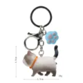 Simpatico portachiavi gatto paffuto con ciondolo zampa, anello metallico, borsa. - 2ª Gen Gatto Caffè Bianco / Zampa Blu