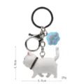 Süßer weißer Katzen Schlüsselanhänger mit blauer Pfote Anhänger Metall Ring Tasche - Karabiner-Stil / Weiße Katze (Blaue Kralle)