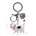 Portachiavi gatto cicciottello con ciondolo zampa, anello in metallo e moschettone. - 2ª Gen Modello B Nero Rosa Bianco Coda Gatto a 3 Colori / Zampa di gatto grigia