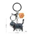 Süßer grauer Katzen Schlüsselanhänger mit Pfoten Anhänger und Metall Karabiner für Taschen. - Karabiner-Stil / Grau-Weiße Getigerte Katze (Gelbe Kralle)