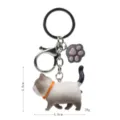 Portachiavi gatto cicciottello carino con ciondolo zampa, anello in metallo e moschettone per borsa trendy. - 2ª Gen Gatto Caffè Bianco / Zampa di gatto grigia