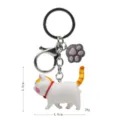 Simpatico portachiavi con gatto cicciottello e ciondolo borsa con moschettone variante. - 2ª Gen Gatto a 3 Colori Giallo Bianco Rosa Coda Gialla / Zampa di gatto grigia