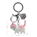 Portachiavi con gatto carino, statuetta rosa e ciondolo zampa, robusto moschettone in metallo. - 2ª Gen Gatto Rosa Bianco Coda Rosa / Zampa di gatto grigia
