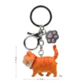 Portachiavi gatto arancione carino con ciondolo zampa di gatto anello metallo borsa - 2ª Gen Gatto Tigrato Giallo / Zampa di gatto grigia