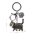 Portachiavi gatto grigio rigato carino con ciondolo zampa, anello in metallo per borsa. - 2ª Gen Gatto Rigato Grigio / Zampa di gatto grigia