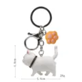 Süßer weißer Katzen und Pfotenabdruck Schlüsselanhänger Metallring Taschenanhänger - Karabiner-Stil / Weiße Katze (Gelbe Kralle)