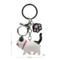 Simpatico portachiavi gatto cicciottello con ciondolo zampa e anello metallico per borsa. - 2ª Gen Coda Nera Rosa Bianco Gatto a 3 Colori / Gatto Cafe Nero