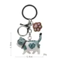 Süßer Katzen Schlüsselanhänger mit Pfoten Anhänger, Metall Karabiner, harz dicke Katze. - Karabiner-Stil / Grau-Weiße Herzmuster Katze (Braune Kralle)
