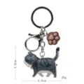 Süßer dicker Katzen Schlüsselanhänger mit Katzenpfote Anhänger graue gestreifte Katze - Karabiner-Stil / Grau-Weiße Getigerte Katze (Braune Kralle)