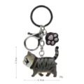 Portachiavi gatto tigrato grigio carino con ciondolo zampa e gancio metallico per borsa - 2ª Gen Gatto Rigato Grigio / Gatto Cafe Nero