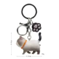 Portachiavi gatto paffuto carino con ciondolo zampa, anello in metallo di qualità e chiusura per borse. - 2ª Gen Gatto Caffè Bianco / Gatto Cafe Nero