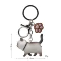 Süßer Siamkatze Schlüsselanhänger mit Pfoten Anhänger Metall Karabiner für Handtasche Rucksack. - Karabiner-Stil / Braun-Weiße Katze (Braune Kralle)