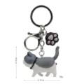Simpatico portachiavi gatto grigio con ciondolo zampa, gancio metallico, misura 4.0x4.6cm. - 2ª Gen Gatto Grigio Bianco / Gatto Cafe Nero