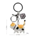 Niedlicher Dreifarbige Katze Schlüsselanhänger Metall Ring Tasche Anhänger Variante Art. - Karabiner-Stil / Glückskatze (Graue Kralle)