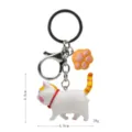 Simpatico portachiavi gatto cicciottello ciondolo borsa con anello in metallo. - 2ª Gen Gatto a 3 Colori Giallo Bianco Rosa Coda Gialla / Zampa di Gatto Gialla