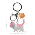 Simpatico portachiavi gatto rosa e bianco con ciondolo zampa, moschettone in metallo per borsa. - 2ª Gen Gatto Rosa Bianco Coda Rosa / Zampa di Gatto Gialla