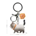 Simpatico portachiavi gatto cicciottello con ciondolo zampa, anello in metallo per borsa. - 2ª Gen Gatto Caffè Bianco / Zampa di Gatto Gialla