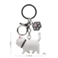 Süßer weißer dicker Katzen Schlüsselanhänger mit Pfoten Anhänger Metall Tasche Deko - Karabiner-Stil / Weiße Katze (Graue Kralle)
