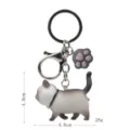 Süßer dicker Siamkatzen Schlüsselanhänger mit Pfoten Anhänger und Metall Karabiner. - Karabiner-Stil / Braun-Weiße Katze (Graue Kralle)