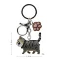 Simpatico portachiavi gatto grigio con ciondolo zampa e moschettone in metallo borsa - 2ª Gen Gatto Rigato Grigio / Zampa Caffè